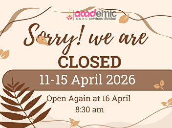 Announcement: Closure Notice for the One
Stop Service Counter on the 1st floor of
the Office of the President on April
11-15, 2026.